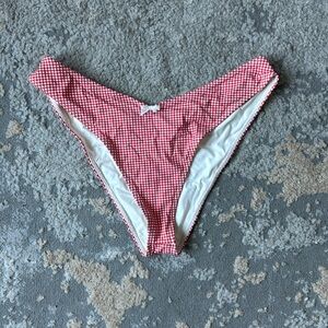 Frankie’s Bikini’s Enzo Cheeky Bikini Bottoms- Red gingham bathing suit